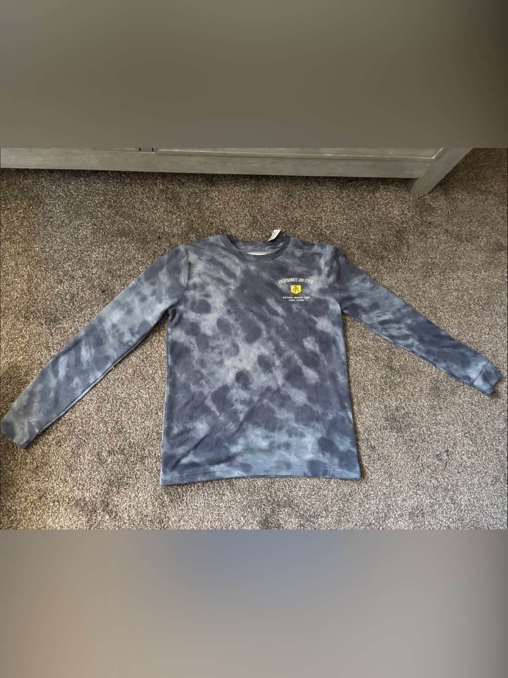 Abercrombie & Fitch Kids Long Sleeve Tie-Dye Crew Neck Shirt - Navy Gray